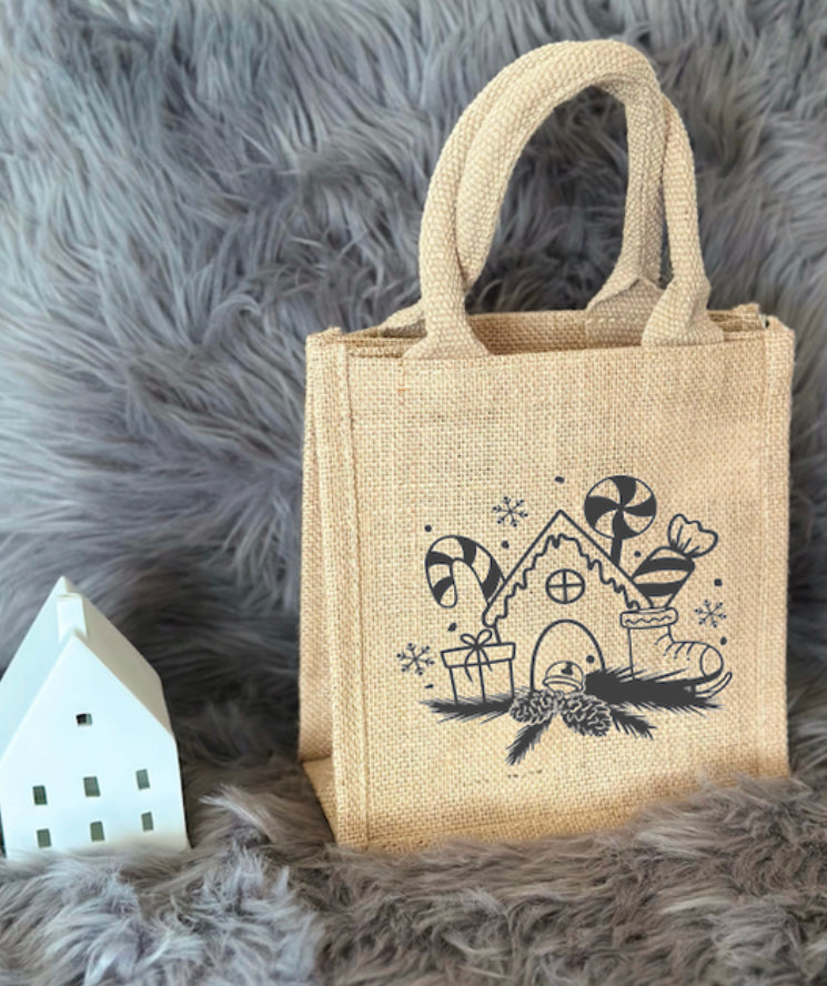 Jutetasche Christmas House