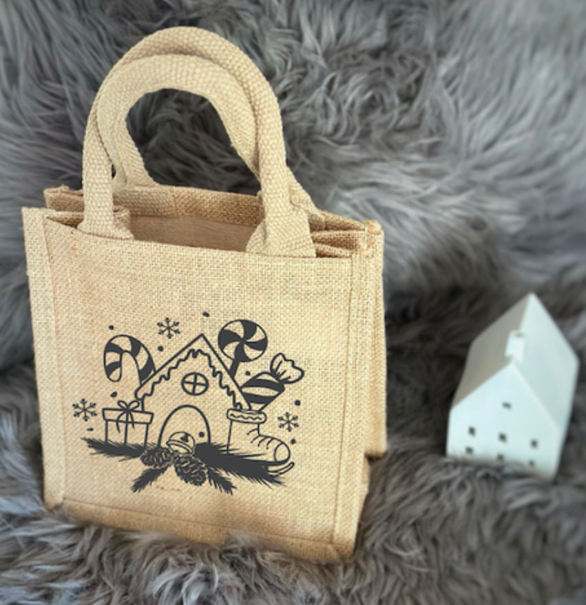 Jutetasche Christmas House