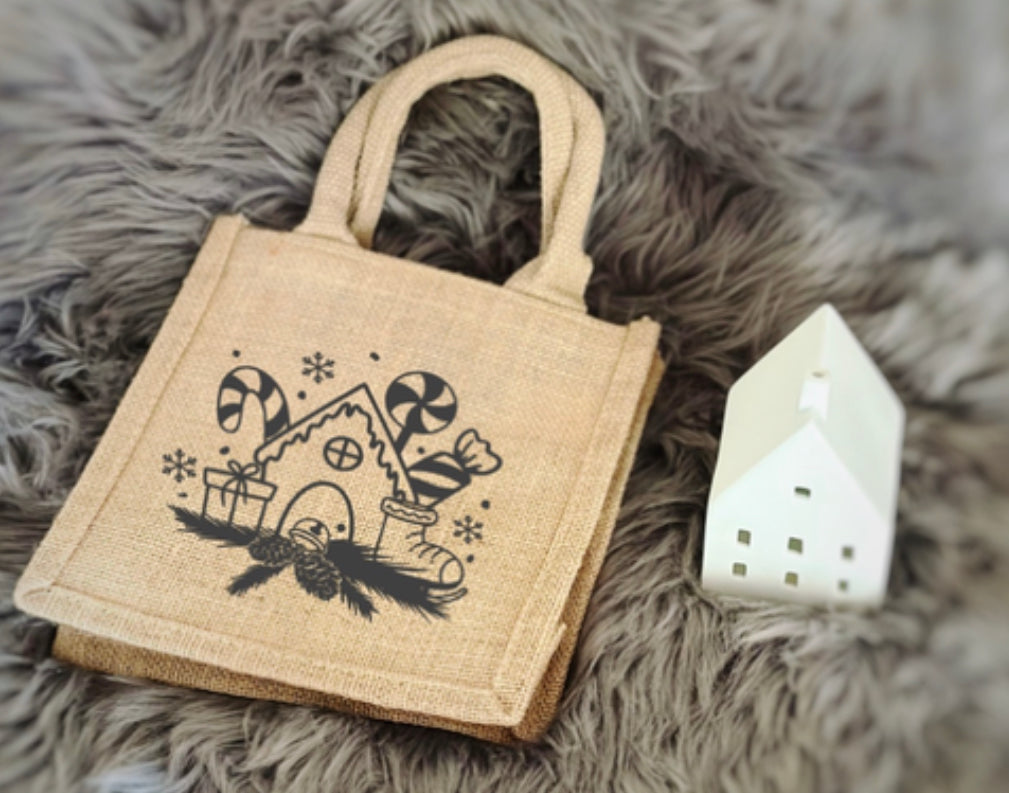 Jutetasche Christmas House