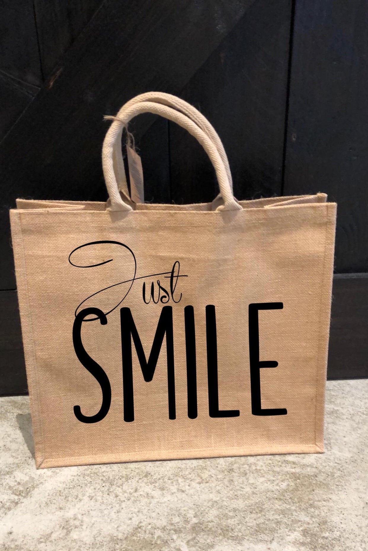 Jute Shopper Just Smile